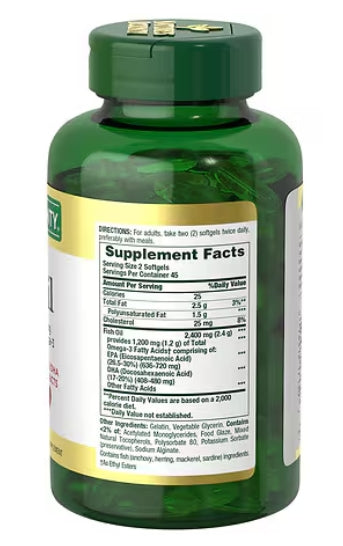 Fish Oil 2400mg |1200mg of Omega 3|90 Softgels