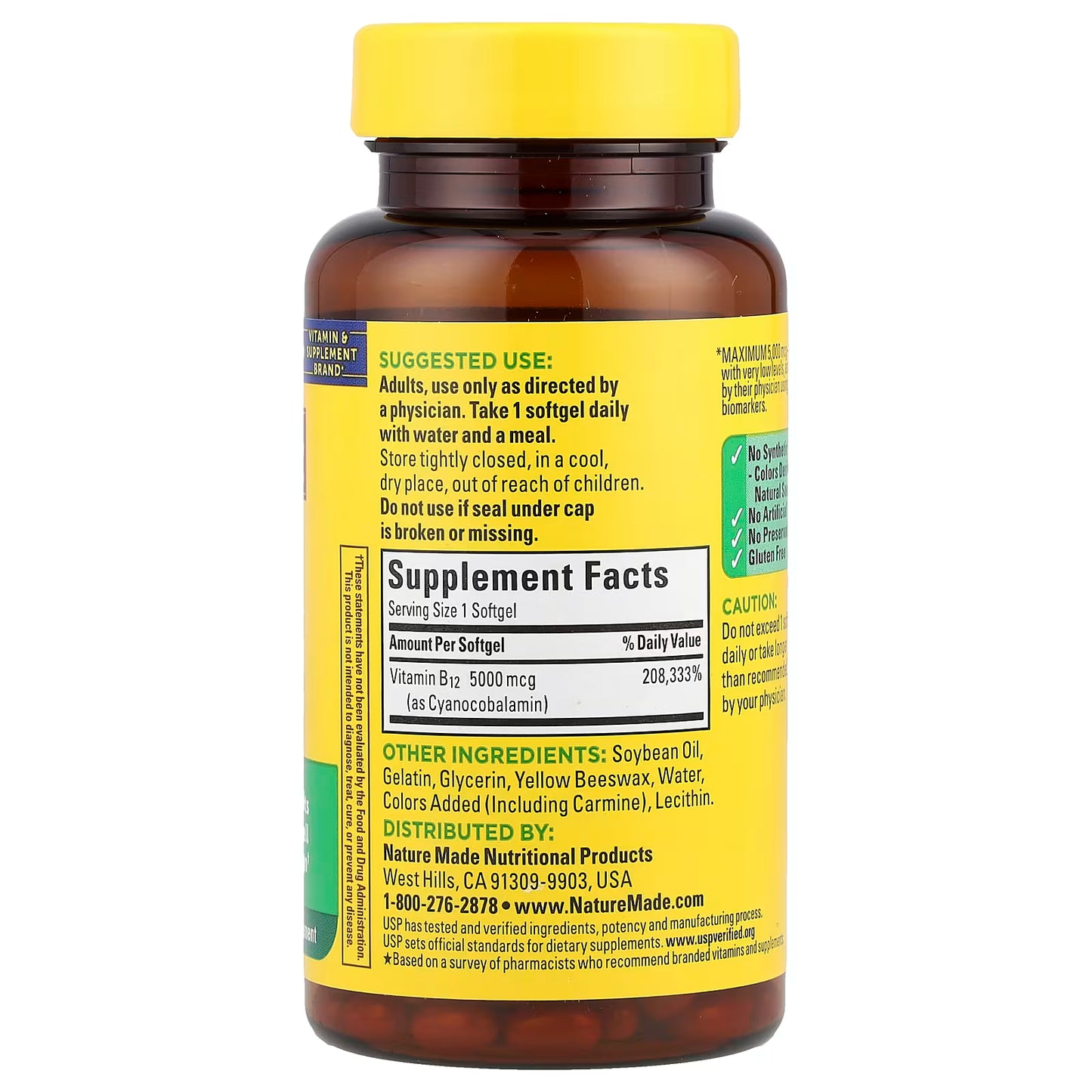 Vitamin B12 Maximum Strength 5000 mcg - 60 capsulas
