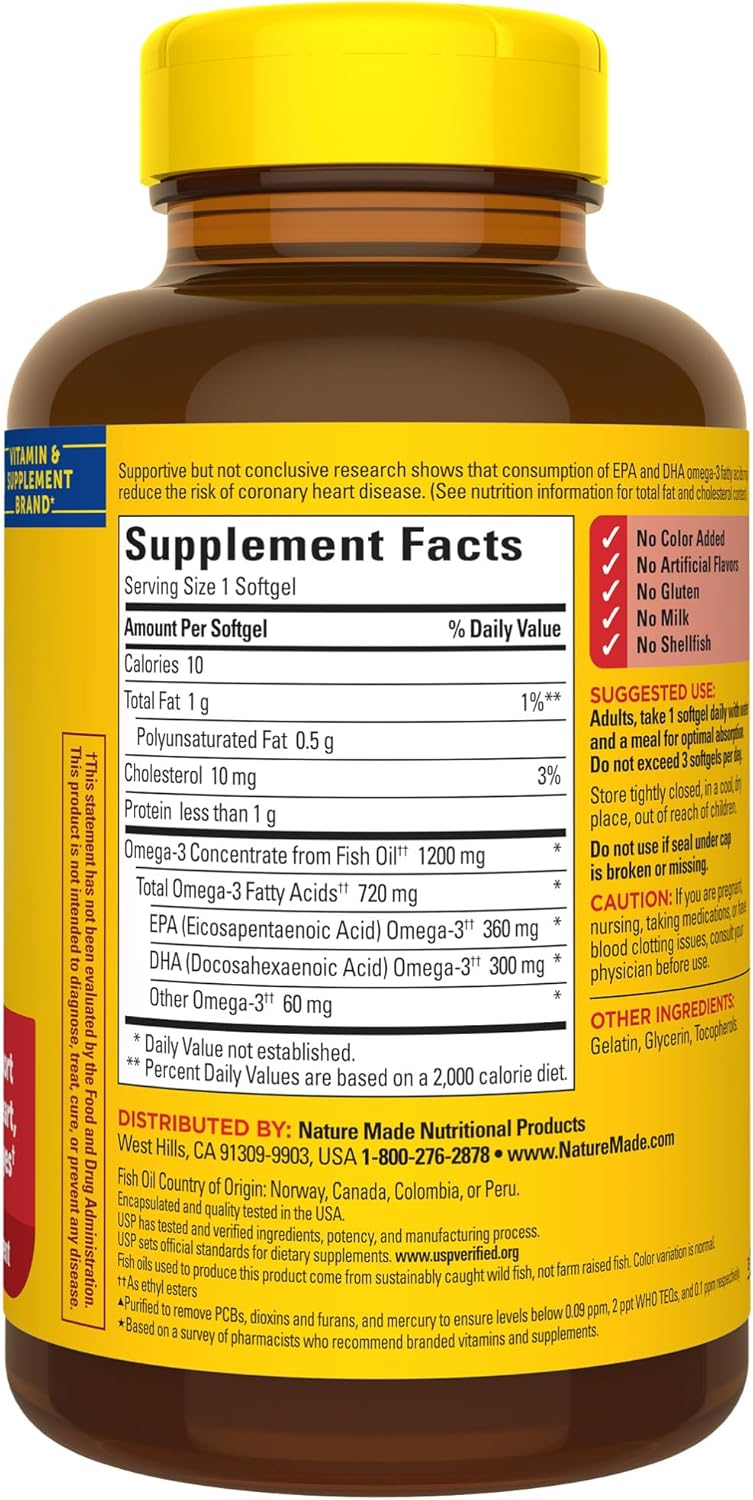 Omega 3 from Fish Oil 1200mg| 720mg Omega 3|100 capsulas