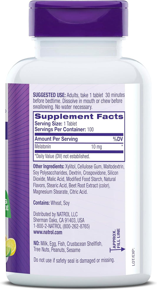 Melatonina de Disolución Rápida - 10mg -100 tabletas