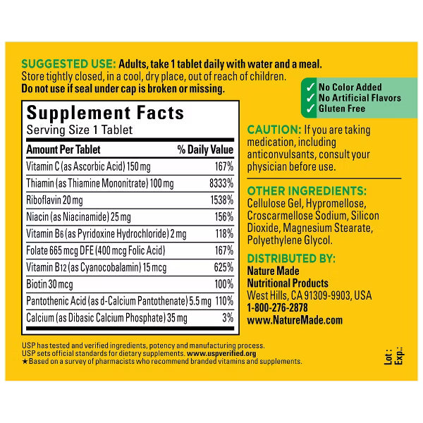 Vitamin B Complex with Folic Acid + Vitamin C