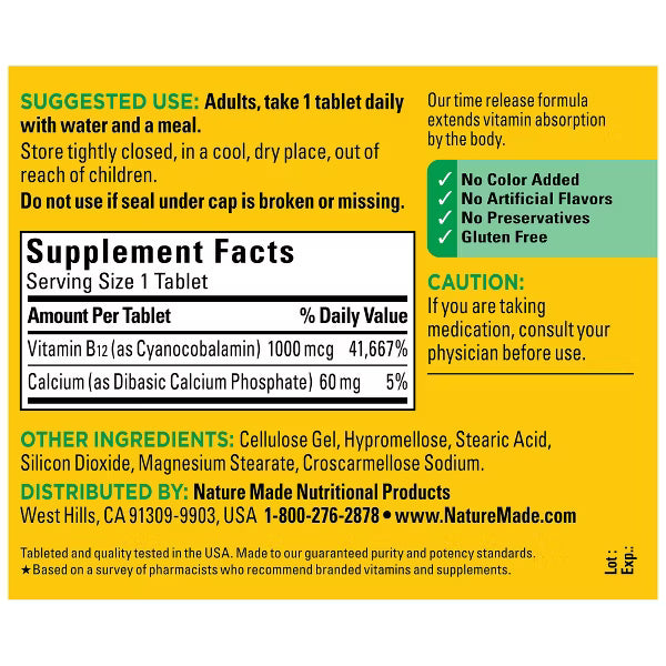 Vitamina B12 1000 mcg - 160 tabletas