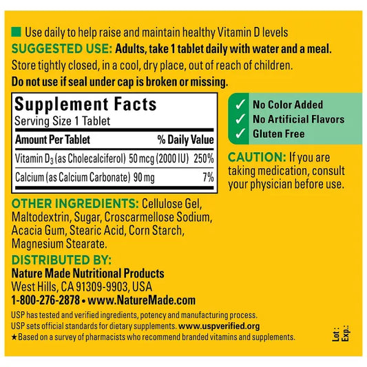 Vitamin D3 2000 IU 50 mcg - 400 tabletas