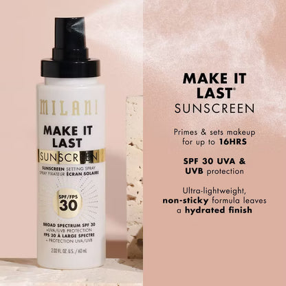 Make It Last Sunscreen Setting Spray con 30FPS