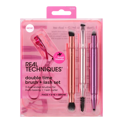 Double Time Makeup Brush + Lash Curler Set