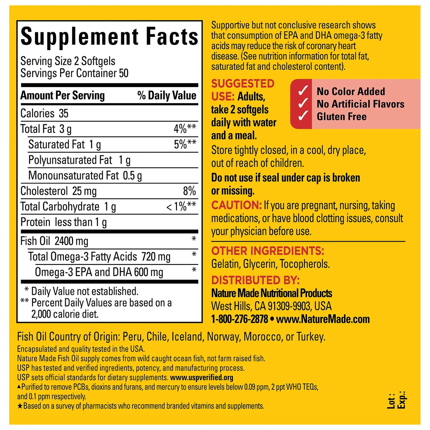 Fish Oil 1200mg|360mg Omega 3|100 Softgels
