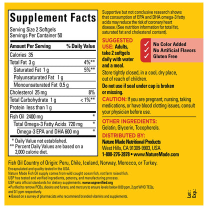 Fish Oil 1200mg|360mg Omega 3|100 Softgels