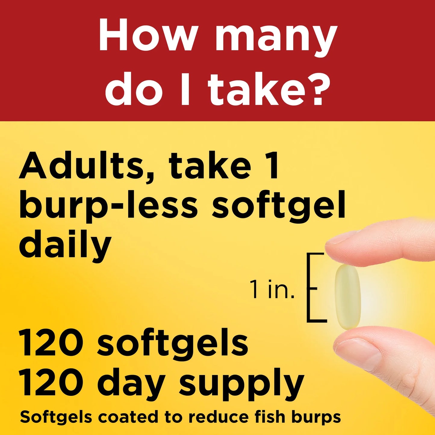 Burp-Less Omega 3 from Fish Oil 1200mg | 720mg Omega 3|120 softgels