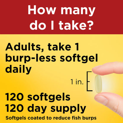Burp-Less Omega 3 from Fish Oil 1200mg | 720mg Omega 3|120 softgels