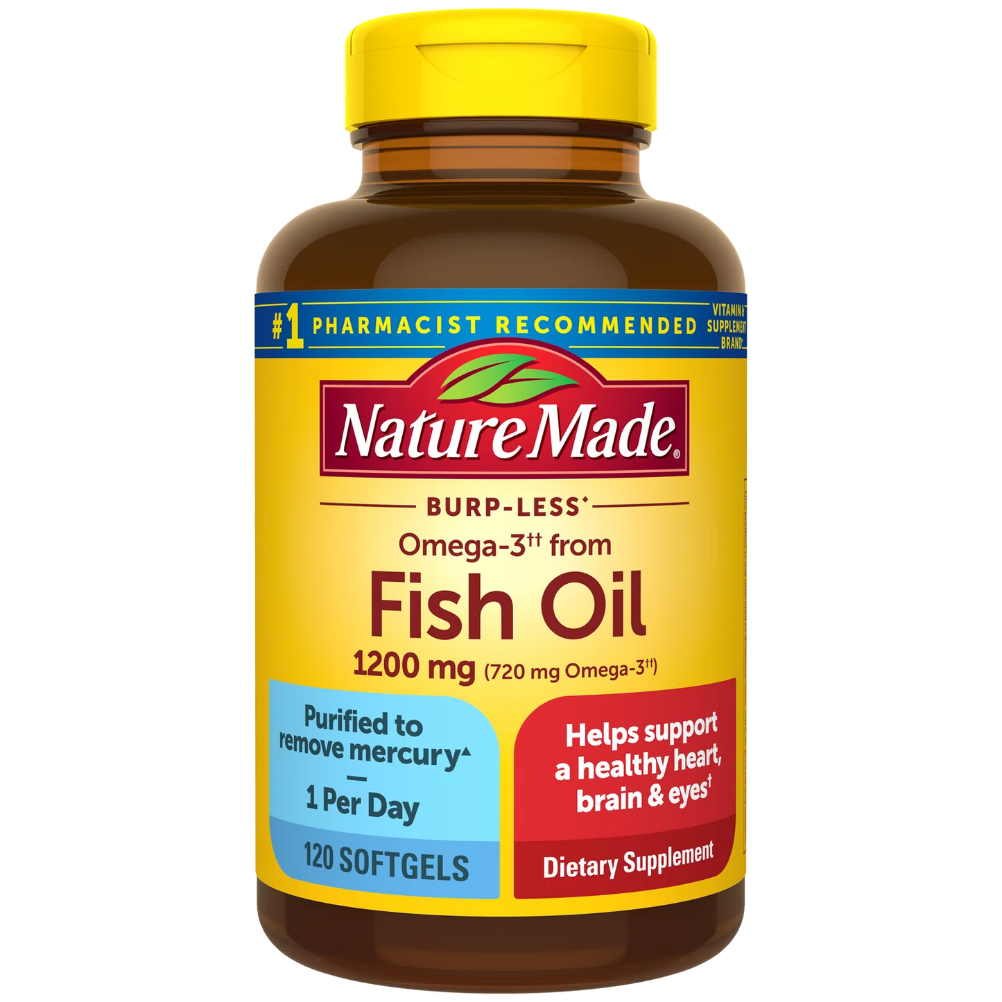 Burp-Less Omega 3 from Fish Oil 1200mg | 720mg Omega 3|120 softgels