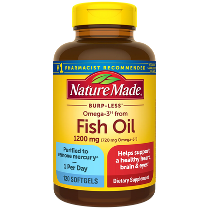 Burp-Less Omega 3 from Fish Oil 1200mg | 720mg Omega 3|120 softgels