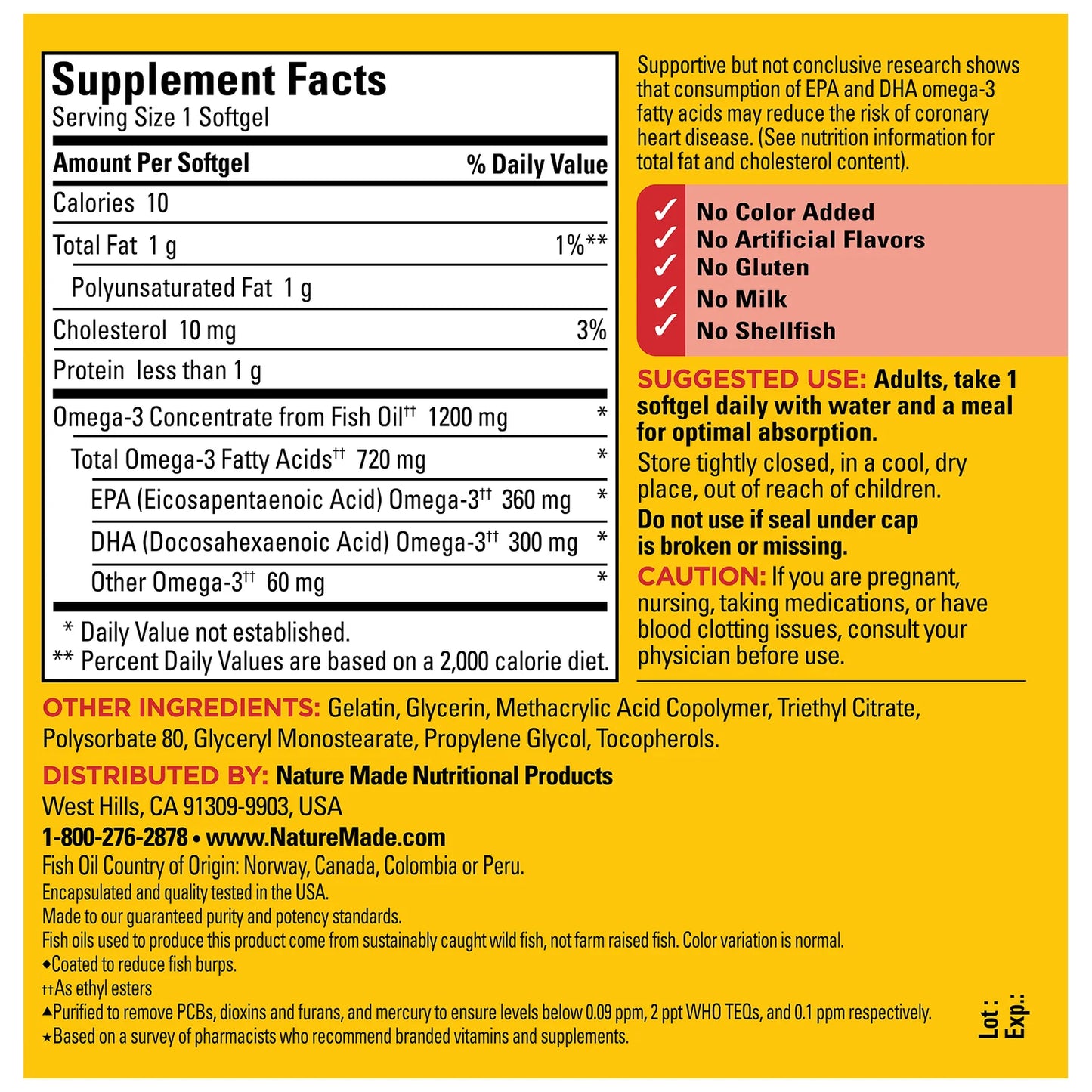 Burp-Less Omega 3 from Fish Oil 1200mg | 720mg Omega 3|120 softgels