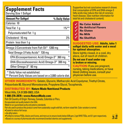 Burp-Less Omega 3 from Fish Oil 1200mg | 720mg Omega 3|120 softgels